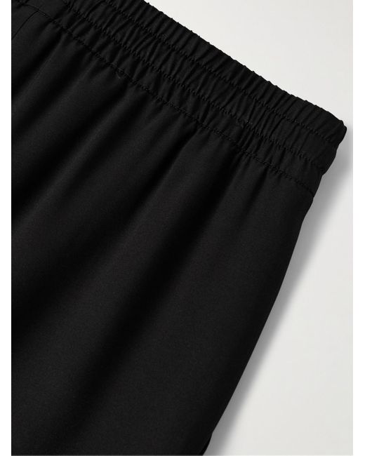 Fear Of God Black Wide-leg Logo-appliquéd Silk And Virgin Wool-blend Twill Drawstring Trousers for men