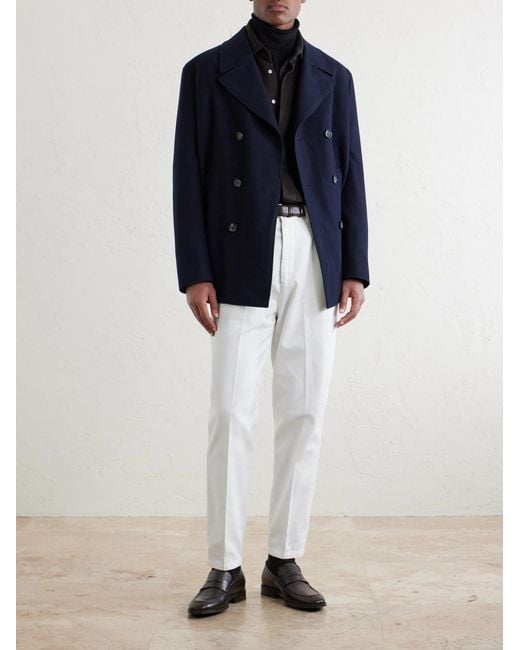 Canali Blue Double-Breasted Wool Jacket for men