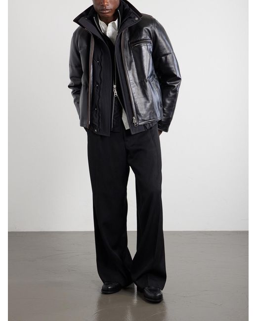Sacai Black Leather Down Jacket for men