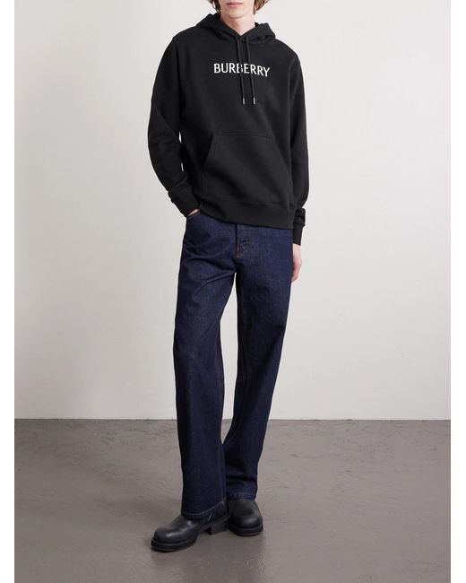 Burberry Black Logo-print Cotton-jersey Hoodie for men