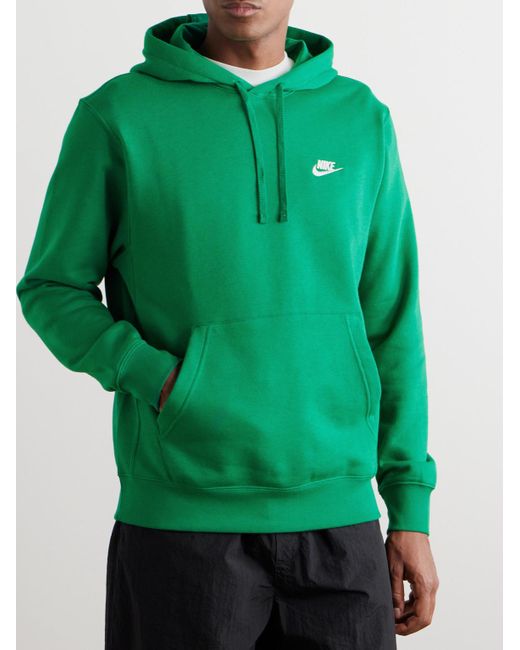 Felpa in jersey di misto cotone con cappuccio e logo ricamato Sportswear Club di Nike in Green da Uomo