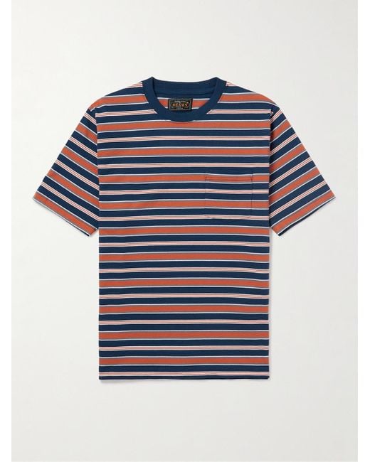 Beams Plus Gestreiftes T-Shirt aus Baumwoll-Jersey in Blue für Herren