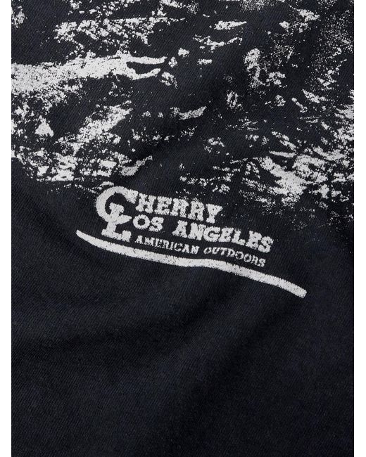 T-shirt in jersey di cotone tinta in capo con logo American Outdoorsman di CHERRY LA in Blue da Uomo