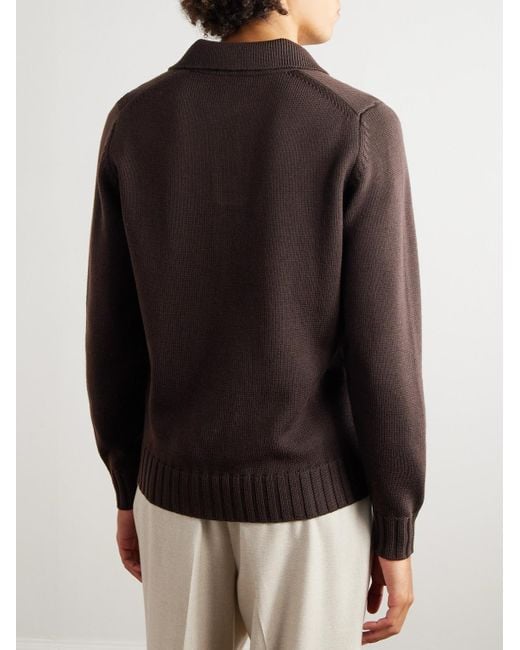 Thom Sweeney Brown Skipper Wool Polo Shirt for men
