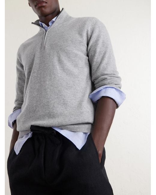 Altea Gray Virgin Wool Half-zip Sweater for men