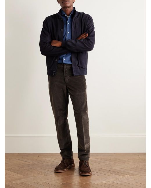 De Petrillo Blue Cotton-Chambray Shirt for men