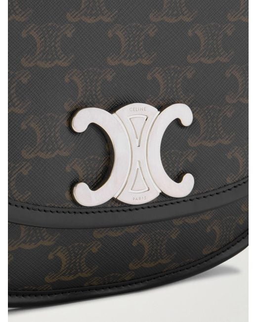 Céline Besace Triomphe mittelgroße Umhängetasche aus beschichtetem Canvas mit Logoprint und Lederbesatz in Black für Herren