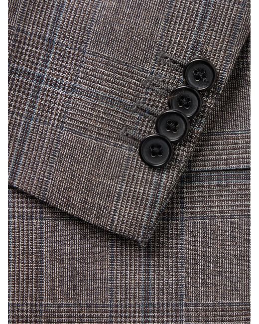 Paul Smith Gray Double-breasted Prince Of Wales Checked Wool And Linen-blend Suit Jacket for men