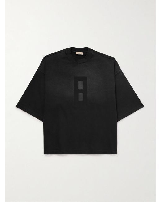 Fear Of God Black Oversized Printed Cotton-jersey T-shirt for men