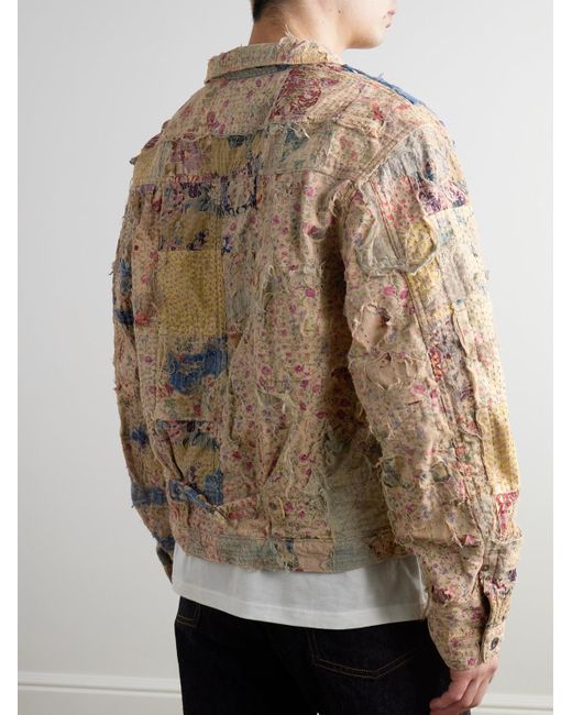 Kapital Natural Boro Distressed Patchwork Cotton And Linen-Blend Jacket for men