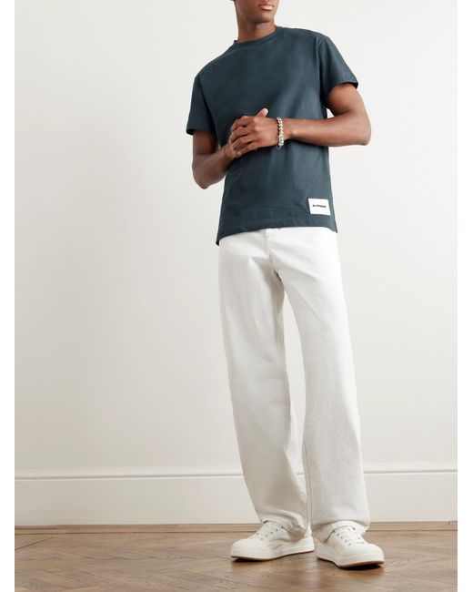 Jil Sander Blue Set Of Three Organic Cotton-Jersey T-Shirts for men