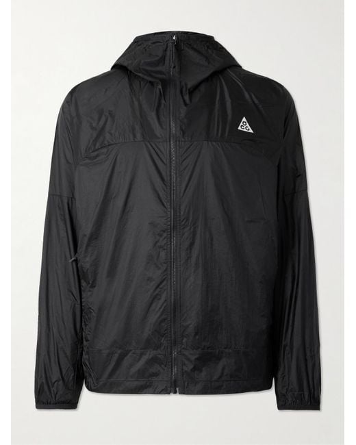 Nike Black Acg Cinder Cone Logo-Embroidered Nylon Hooded Jacket for men