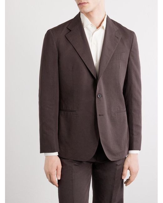 J. Mueser Brown Cotton And Linen-blend Suit Jacket for men