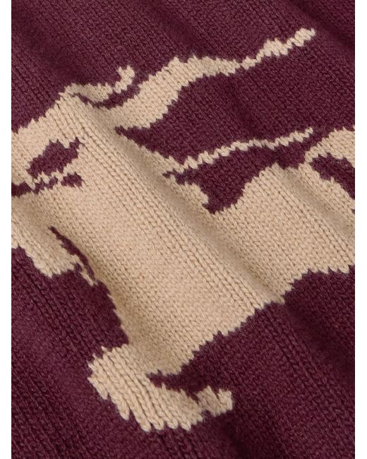 Burberry Red Logo-Jacquard Wool And Cashmere-Blend Sweater for men