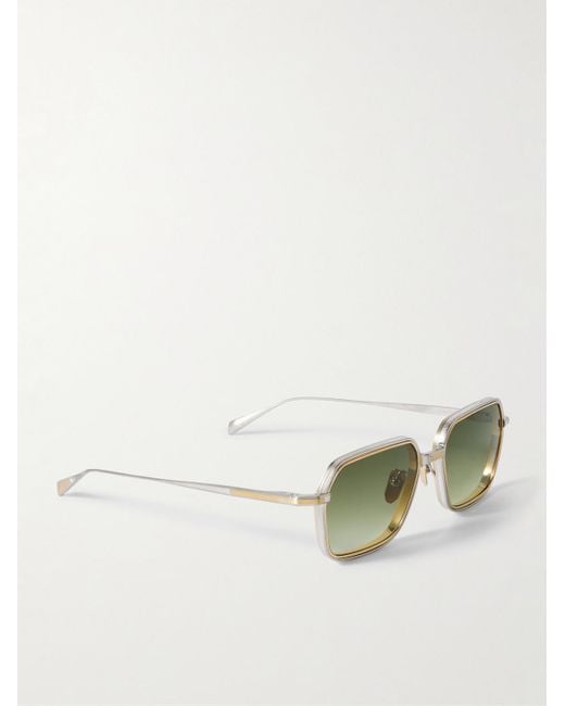 Jacques Marie Mage Green Admiral Rectangular-Frame Titanium Sunglasses for men