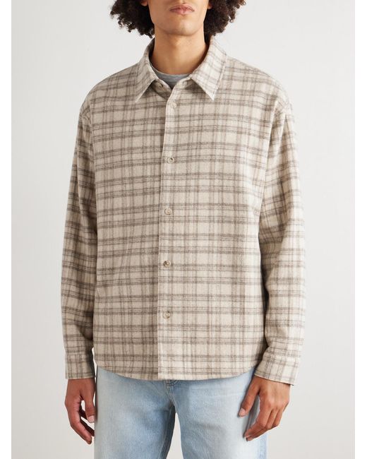FRAME Natural Checked Wool-Blend Flannel Overshirt for men
