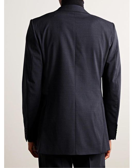 Dunhill Blue Slim-Fit Micro-Checked Wool-Blend Suit Jacket for men