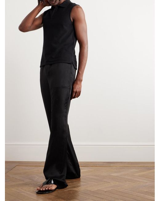 Saint Laurent Black Sleeveless Cotton-blend Piqué Polo Shirt for men