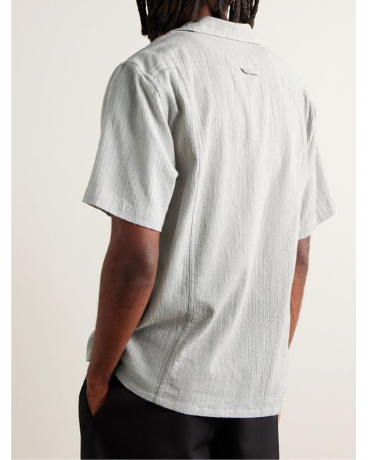 Camicia in cotone increspato con colletto aperto High Twist di Corridor NYC in Gray da Uomo