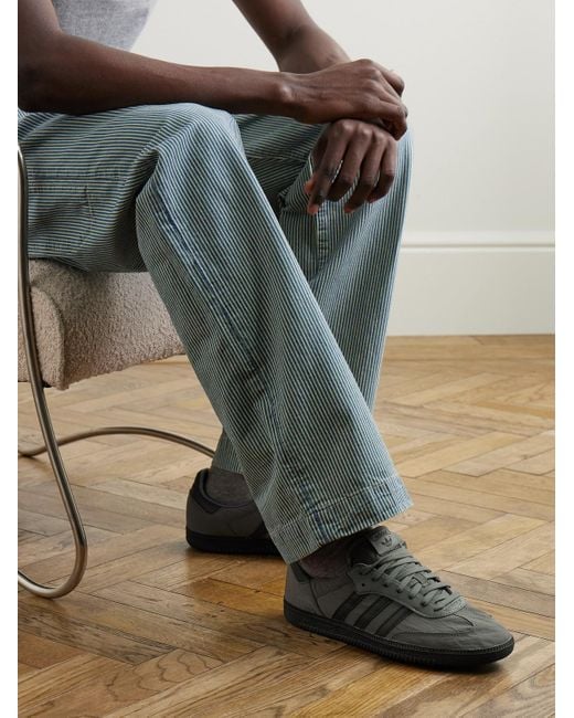Adidas Originals Gray Samba Og Leather-Trimmed Shell Sneakers for men