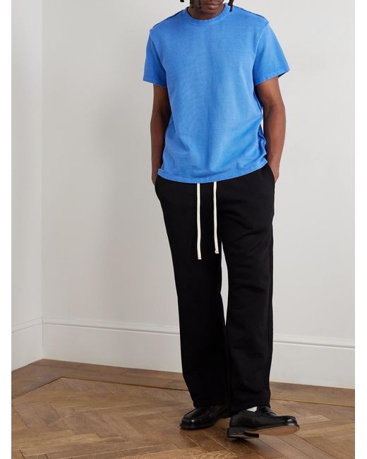 Les Tien Blue Inside Out Garment-dyed Cotton-piqué T-shirt for men
