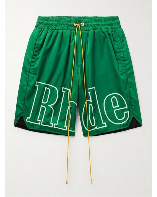 Shorts a gamba dritta in nylon con logo e coulisse di Rhude in Green da Uomo