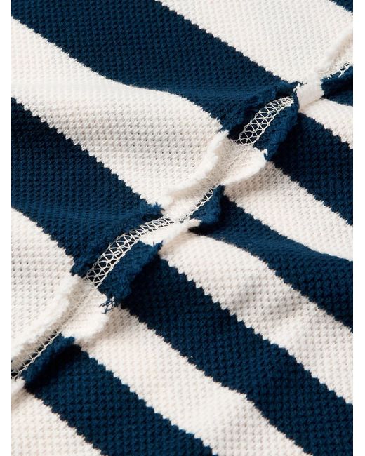 Greg Lauren Blue Striped Cotton-Jersey Hoodie for men