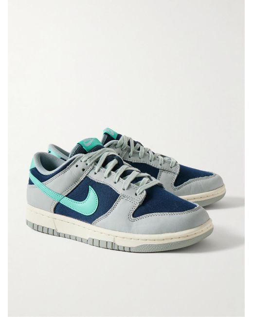 Nike Blue Dunk Low Retro Leather And Twill Sneakers for men