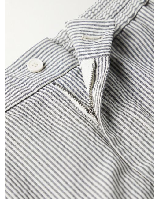 Loro Piana Gray Slim-Fit Straight-Leg Striped Wool-Blend Seersucker Trousers for men