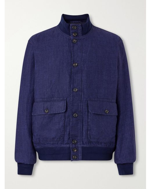 Polo Ralph Lauren Blue Herringbone Linen Blouson for men