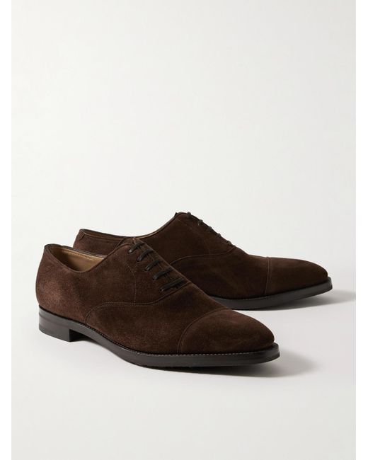 John Lobb Brown City Ii Cap-Toe Suede Oxford Shoes for men