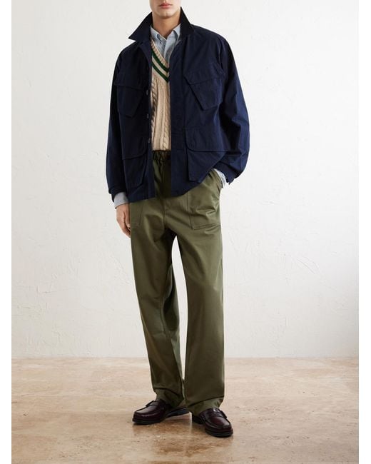 Drake's Green Straight-Leg Cotton-Blend Cargo Trousers for men