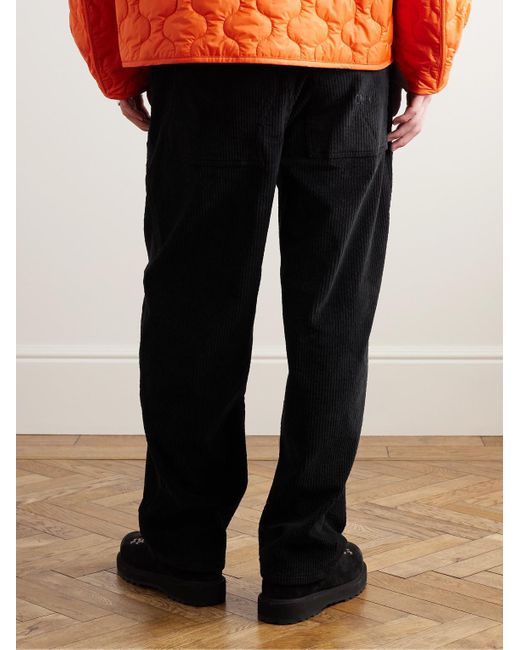 Dime Black Straight-leg Logo-embroidered Cotton-blend Corduroy Trousers for men