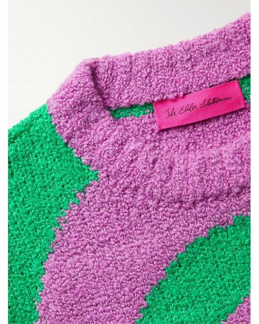 The Elder Statesman Pink Cashmere And Silk-Blend Bouclé Sweater for men