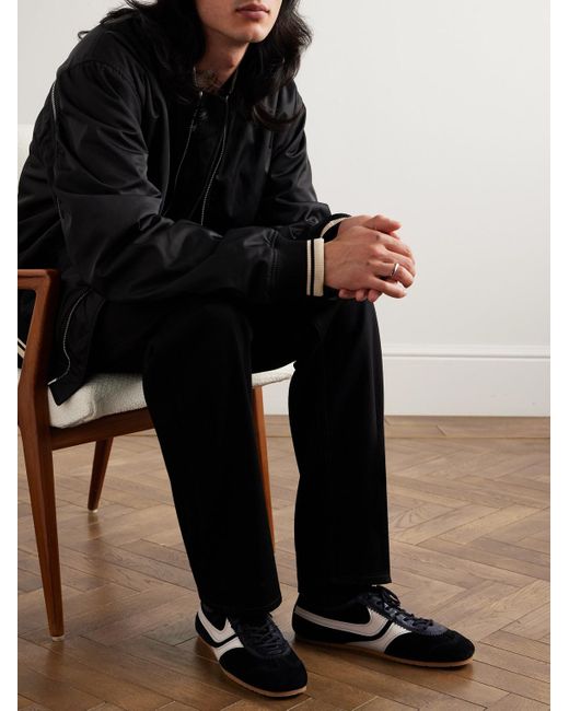 Dries Van Noten Black Leather-trimmed Suede Sneakers for men