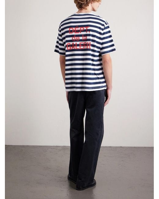 GALLERY DEPT. Blue French Logo-Print Striped Cotton-Jersey T-Shirt for men