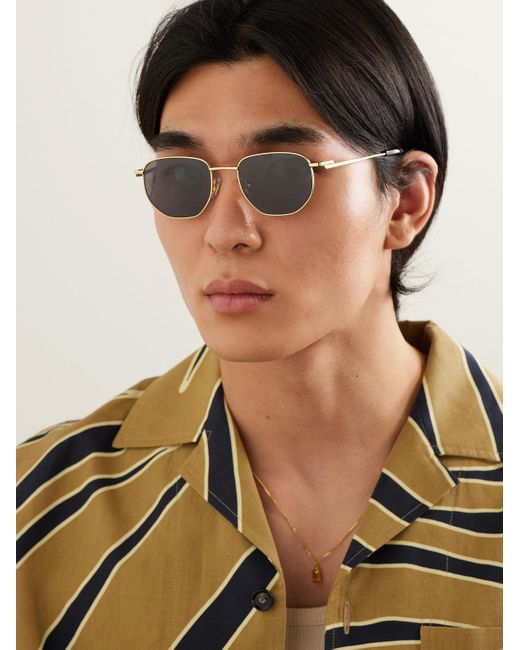 Bottega Veneta Metallic Round-frame Gold-tone Sunglasses for men