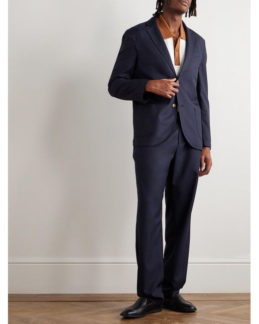 De Bonne Facture Blue Essential Unstructured Wool Suit Jacket for men