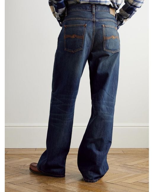 Nudie Jeans Blue Loud Larry Wide-Leg Organic Jeans for men