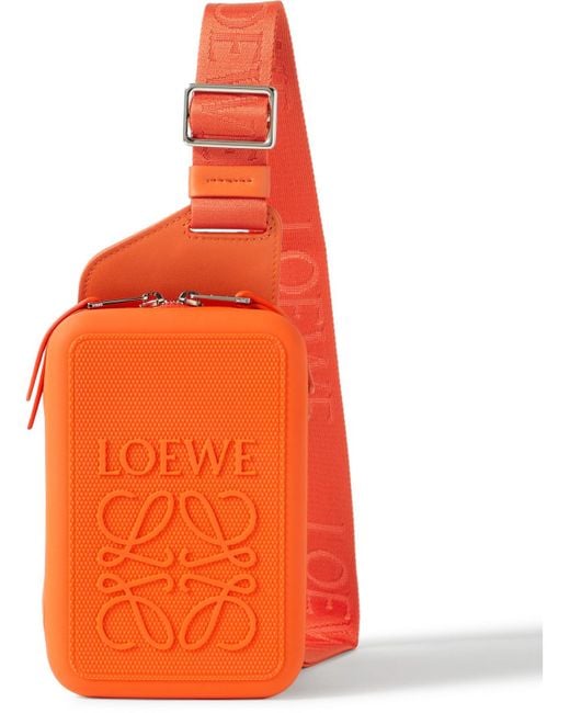 Loewe Molded Logo-debossed Rubber Messenger Bag in Orange for Men | Lyst
