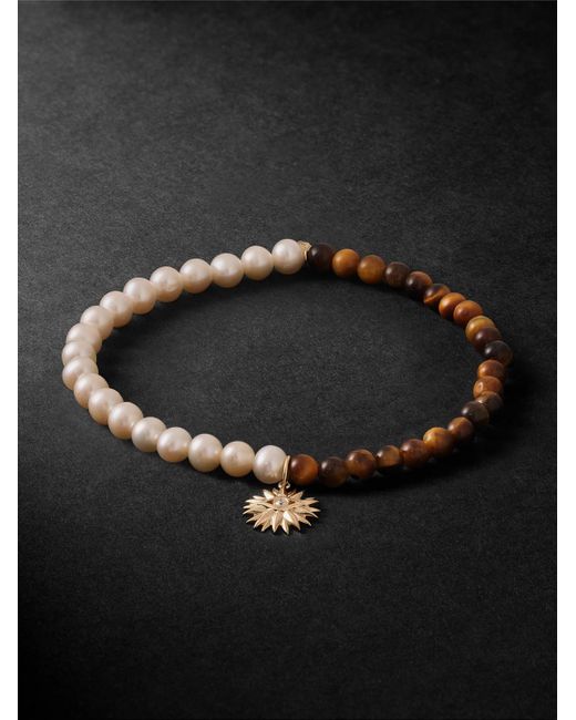 Sydney Evan Black Evil Eye Petals 14-Karat Multi-Stone Beaded Bracelet for men