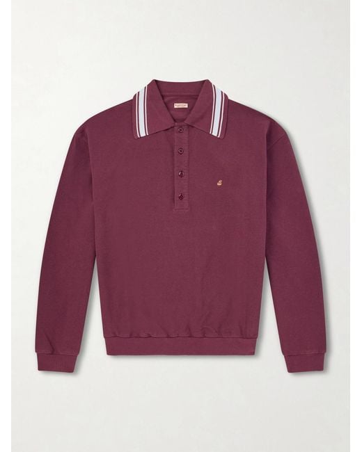 Kapital Box Striped Embroidered Cotton-piqué Polo Shirt for men