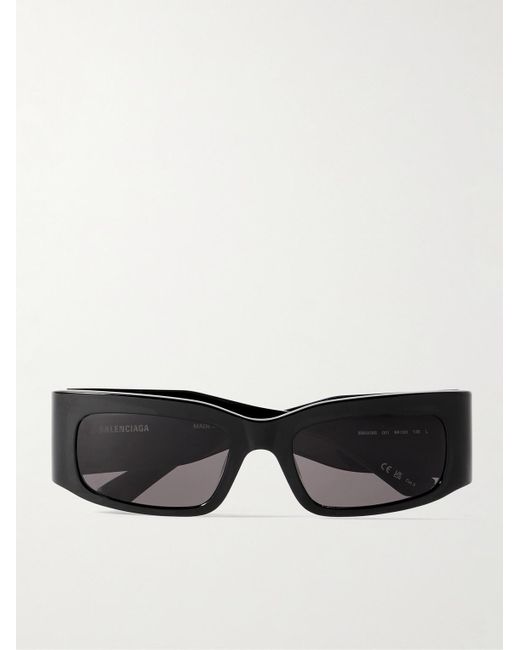 Balenciaga Black Rectangular-frame Acetate Sunglasses for men