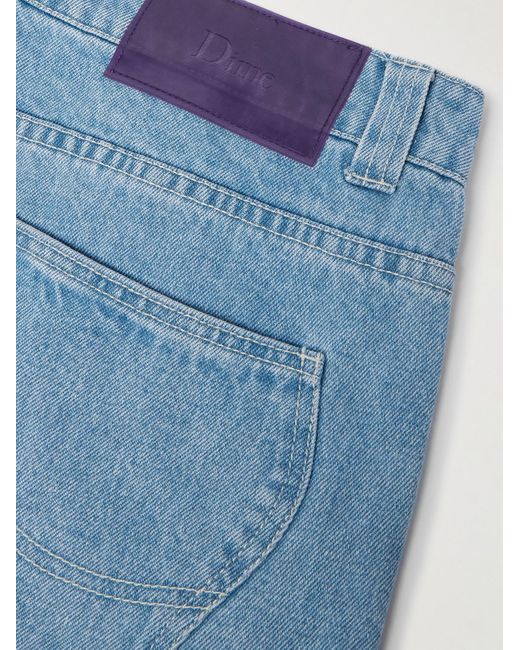 Dime Blue Straight-leg Logo-embroidered Jeans for men
