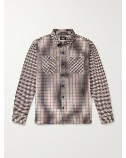 RRL Gray Farrell Checked Cotton Shirt for men