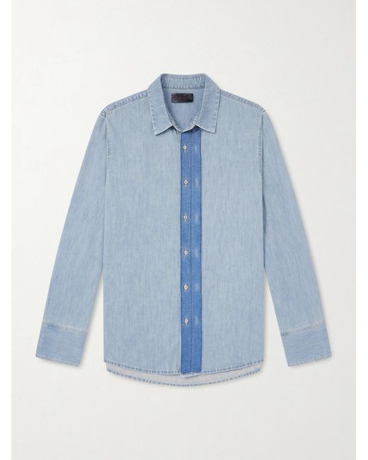 424 Blue Hoorsenbuhs Two-Tone Denim Shirt for men