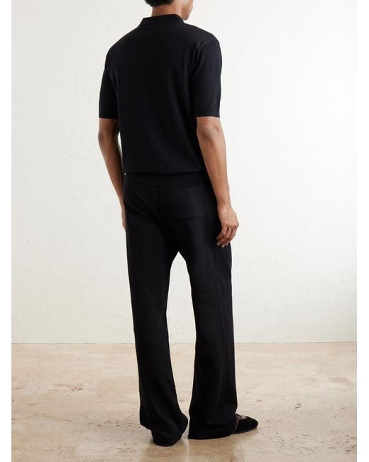 Dries Van Noten Black Murice Merino Wool Polo Shirt for men