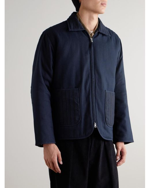 Kardo Blue Amardeep Embroidered Cotton-Herringbone Jacket for men