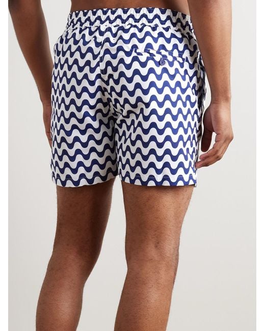 Frescobol Carioca Blue Copacabana Slim-fit Short-length Printed Swim Shorts for men