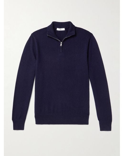 Mr P. Blue James Cashmere Half-Zip Sweater for men